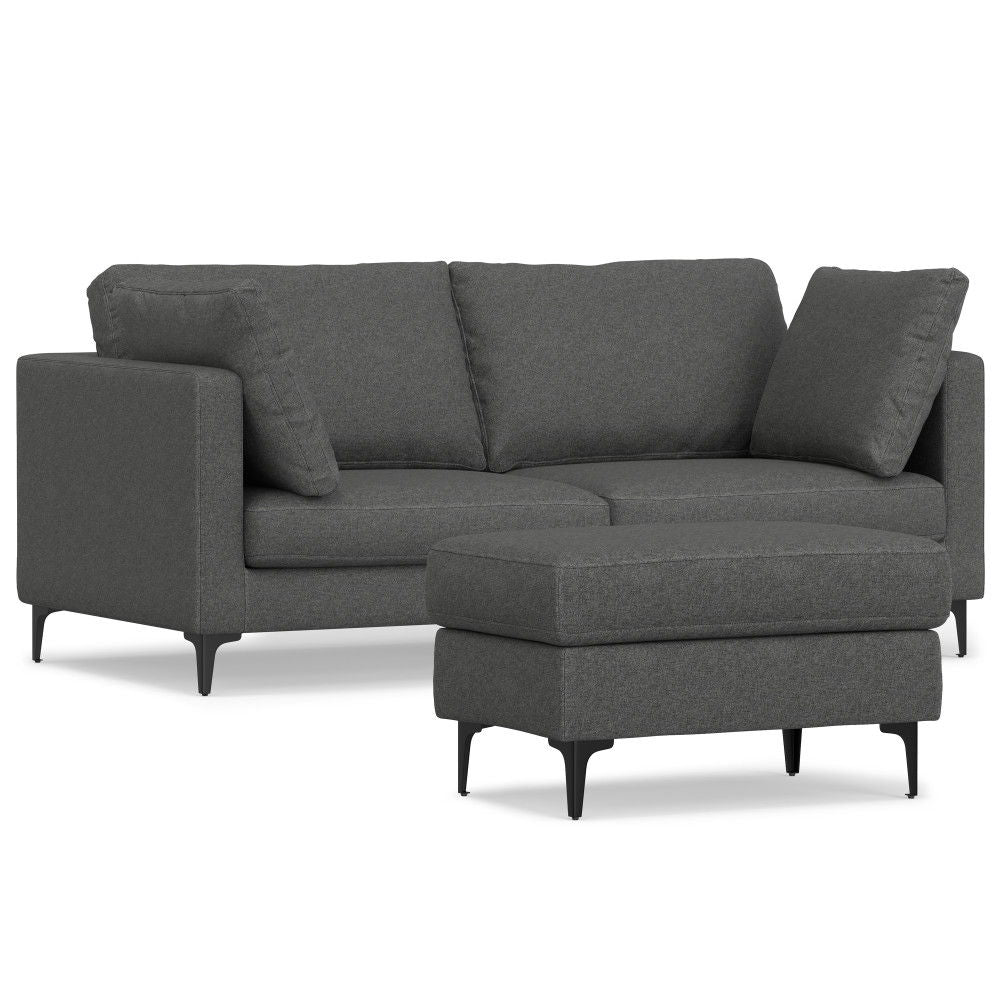Ava - Mid Century Sofa With Ottoman Set, Upholstered - Dark Gray