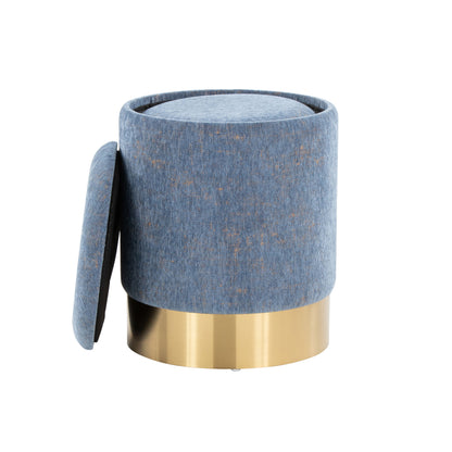 Marla - Contemporary Nesting Ottoman Set - Gold / Blue
