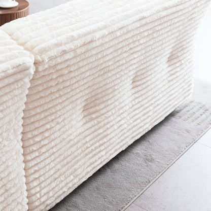 Modern Sofa Comfortable Cloud Sofa Soft Plush Corduroy Interior With Square Armrests - Beige
