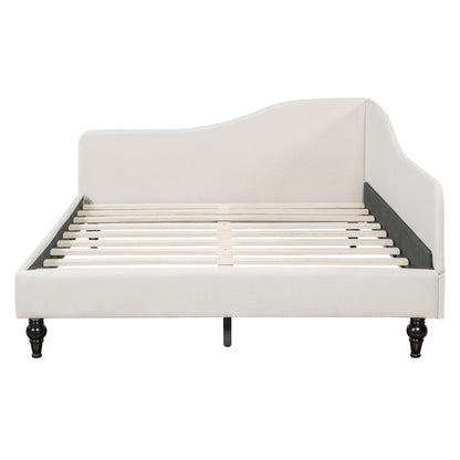 Full Size, Durable Construction Modern L Shaped Linen Daybed With Legs - Beige