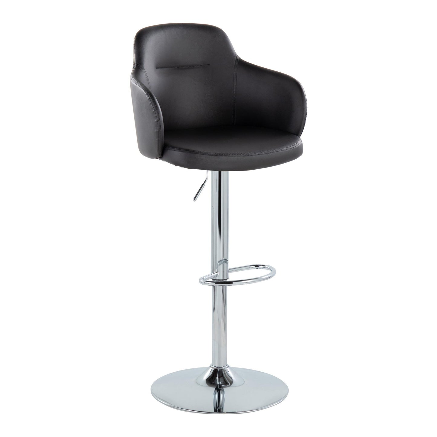 Boyne - Contemporary Adjustable Barstool With Swivel With Oval Footrest (Set of 2) - Chrome / Black