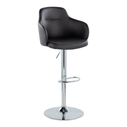 Boyne - Contemporary Adjustable Barstool With Swivel With Oval Footrest (Set of 2) - Chrome / Black