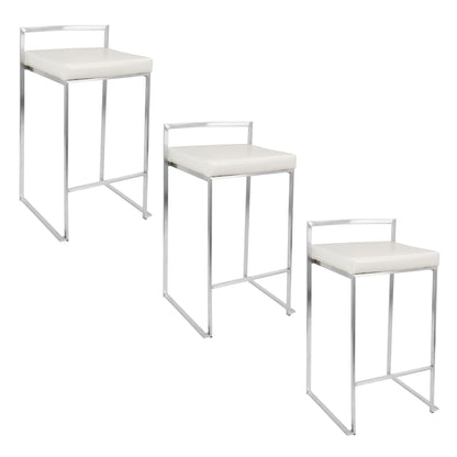Fuji - Contemporary, Stackable Counter Stool (Set of 3) - White