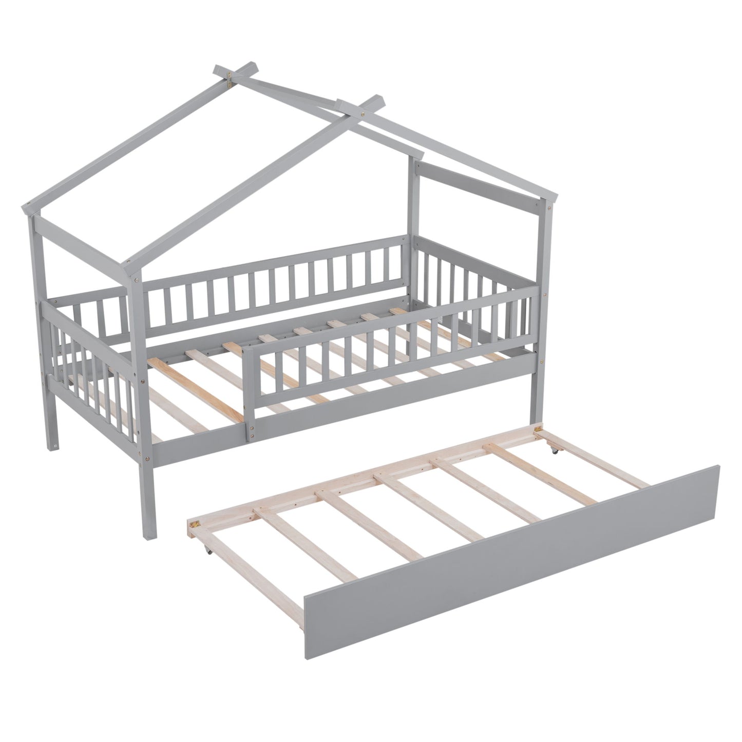 Twin Size House Bed & Twin Size Trundle - Gray