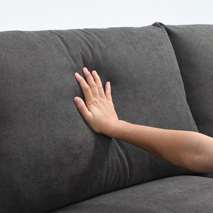 Modern Sectional Sofa, L-Shaped Couch Set With 2 Free Pillows, 4 Seat Polyester Fabric Couch Set With Convertible Ottoman - Dawn Gray