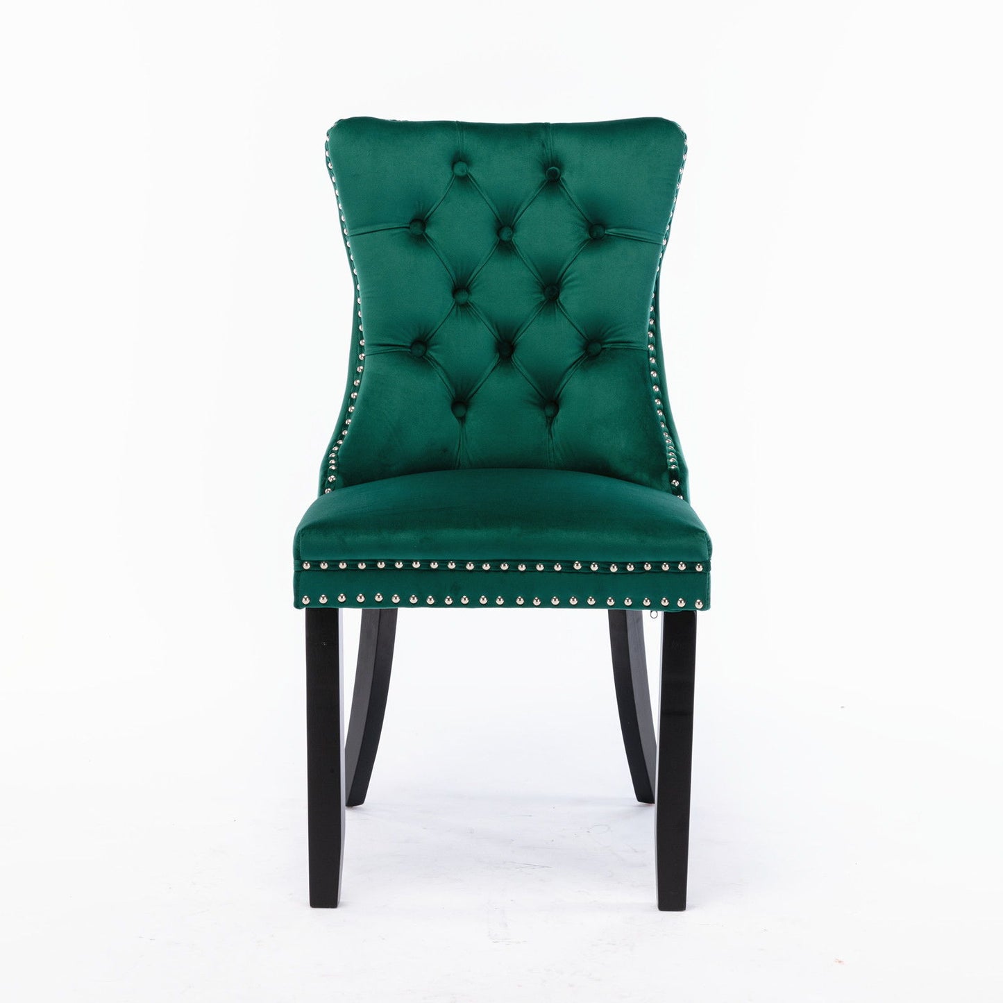Nikki - Modern, High-End Tufted Solid Wood Contemporary Velvet Upholstered Dining Chair With Wood Legs Nailhead Trim (Set of 2) - Green