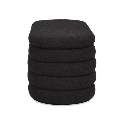 Fuji - Upholstered Oval Storage Bench - Ebony Black