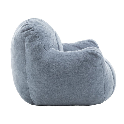 Comfy Bean Bag Chair With Filler, Tufted Memory Foam Sofa Teddy Fabric, Fluffy And Cozy Seating For Dorm, Apartment, Or Living Room - Light Blue