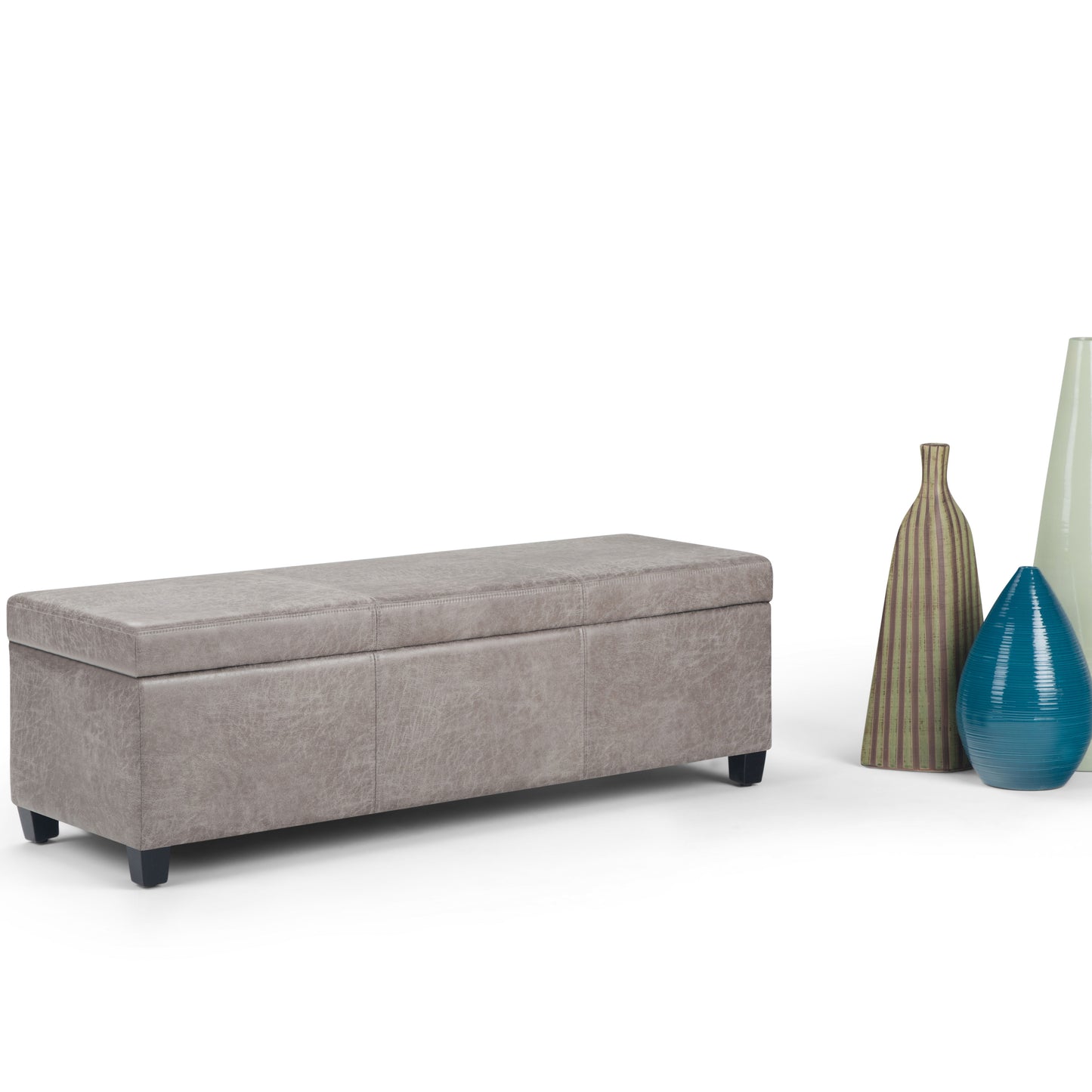 Avalon - Storage Ottoman Bench - Distressed Gray Taupe