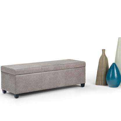 Avalon - Storage Ottoman Bench - Distressed Gray Taupe