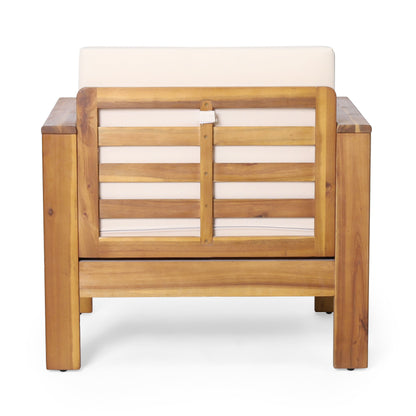 Acacia Wood Loveseat And Coffee Table Set With Cushions - Brown