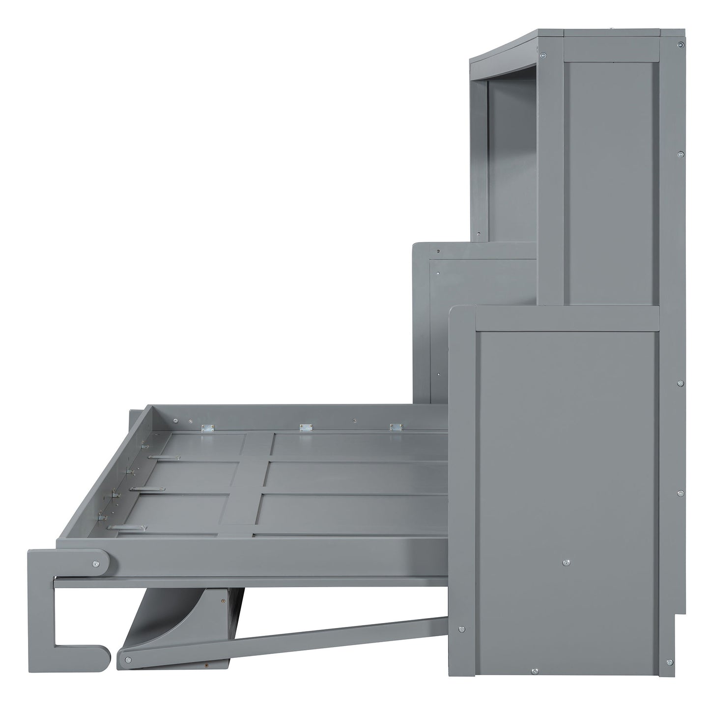 Full Size Murphy Bed With Hydraulic Lift & Desk Design - Gray