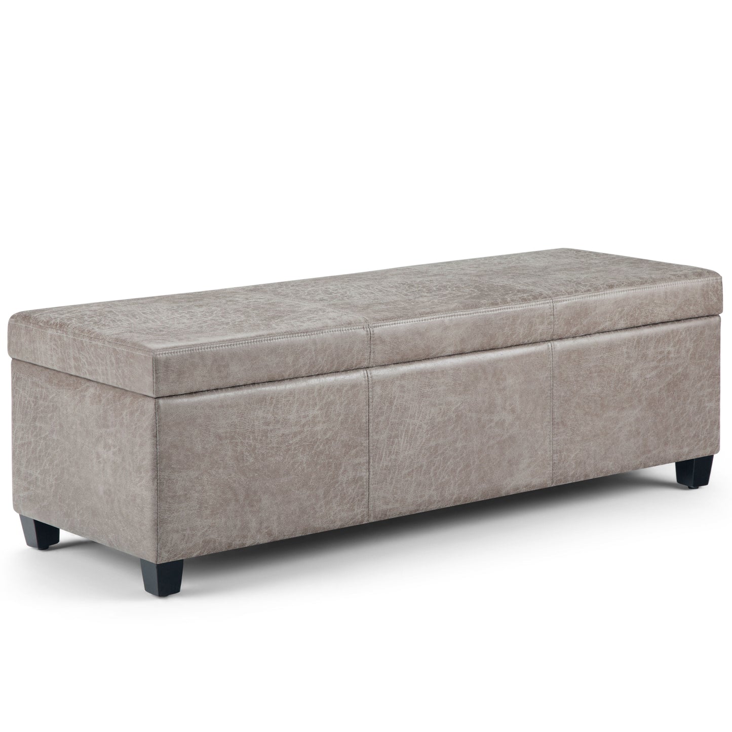 Avalon - Storage Ottoman Bench - Distressed Gray Taupe