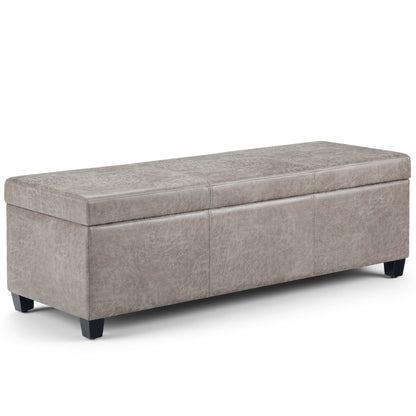 Avalon - Storage Ottoman Bench - Distressed Gray Taupe
