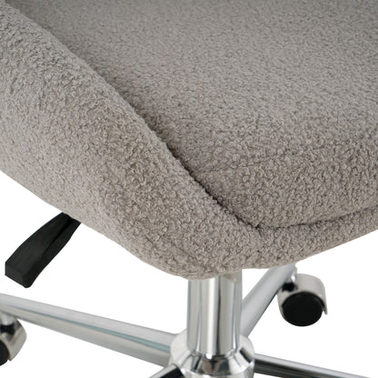 Modern Teddy Fleece Fabric Dining Chair With Chrome Legs, Soft And Comfortable - Gray