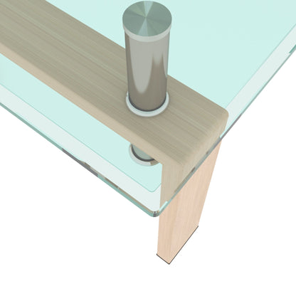 Rectangle Glass Coffee Table Modern Side Center Table For Living Room - Clear