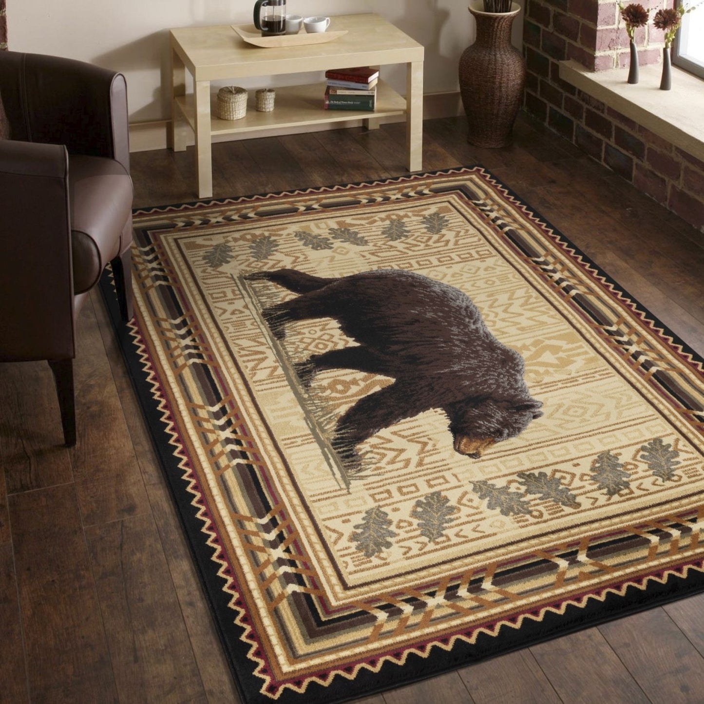 Nature's Nest - 7'10" X 10'3" Lodge Area Rug - Black