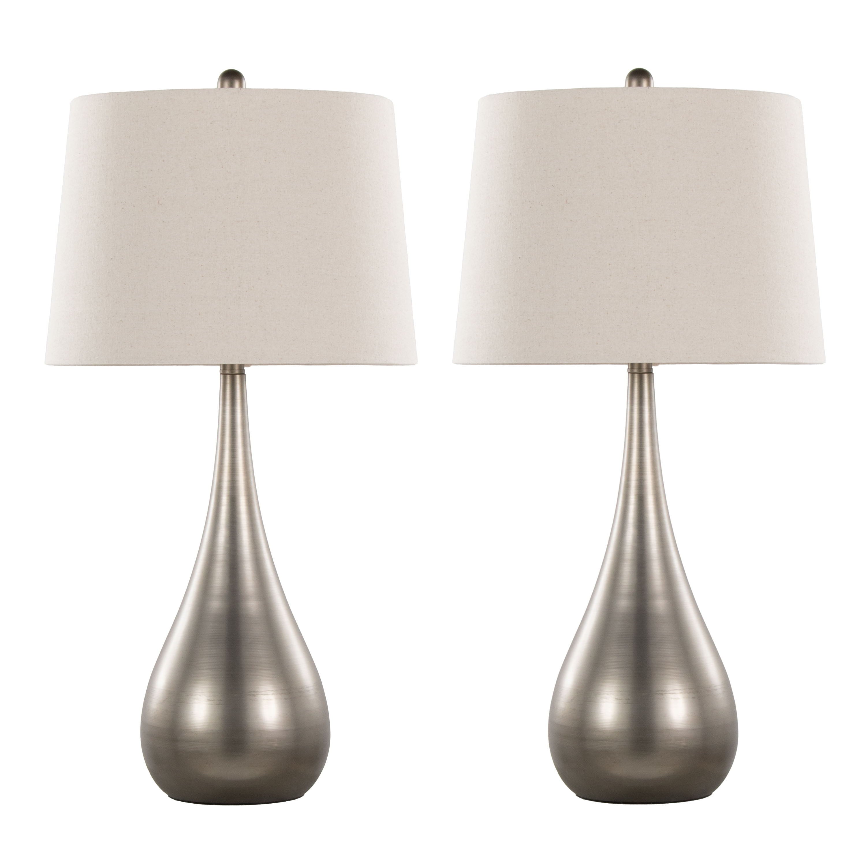Pebble - Contemporary Table Lamp (Set of 2) - Aged Pewter / Natural