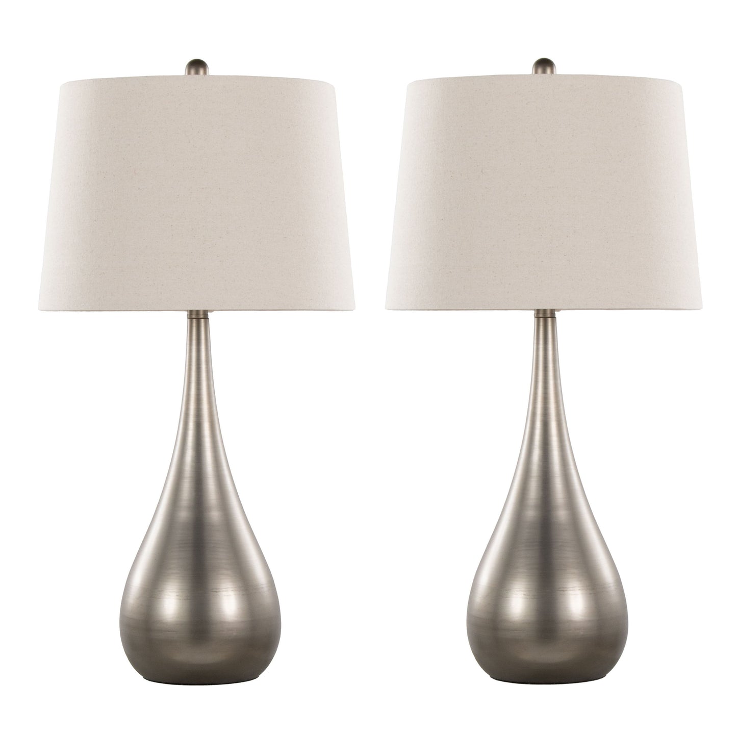 Pebble - Contemporary Table Lamp (Set of 2) - Aged Pewter / Natural