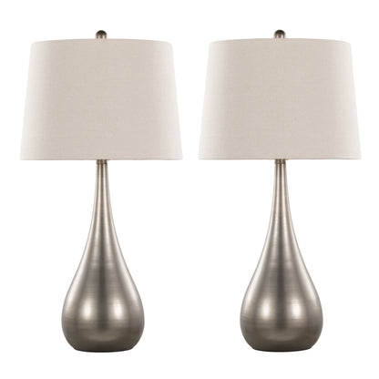Pebble - Contemporary Table Lamp (Set of 2) - Aged Pewter / Natural