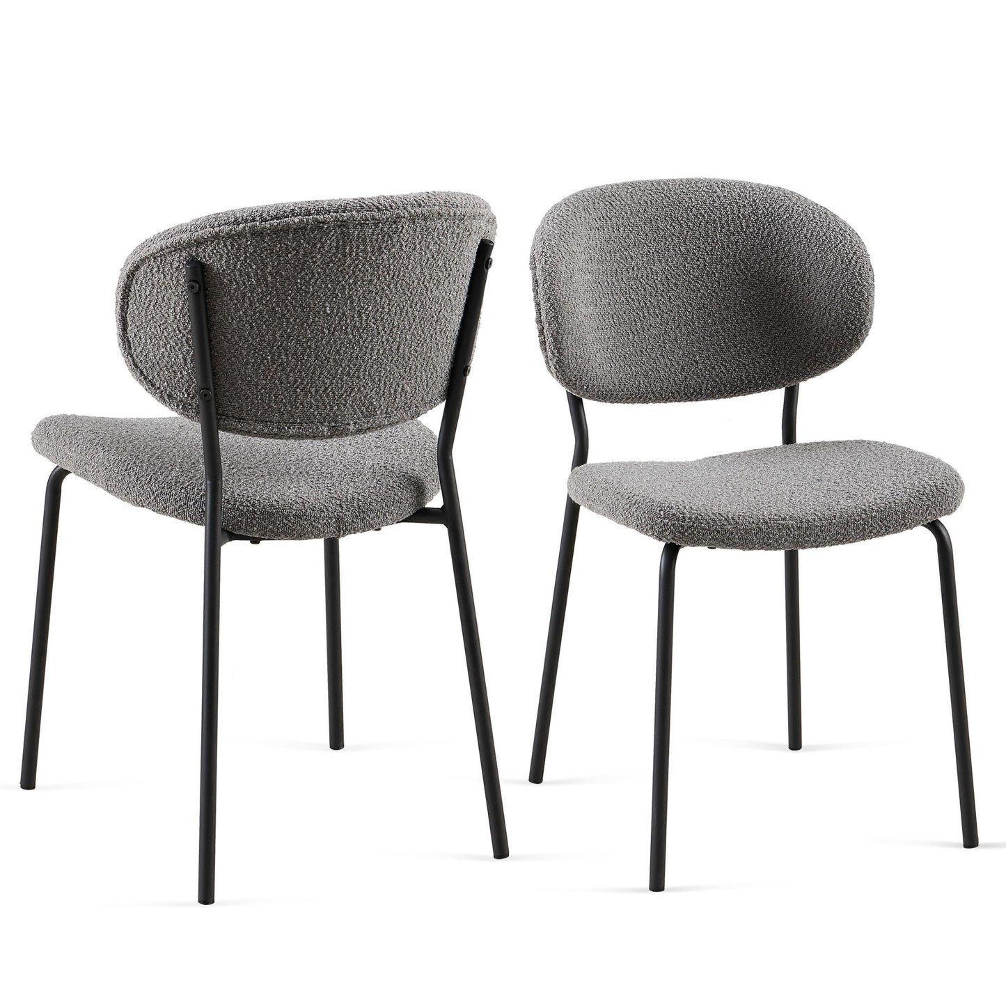 Boucle Dining Chairs, Dining Chairs With Metal Legs For Dining Room, Kitchen, Living Room (Set of 2) - Gray