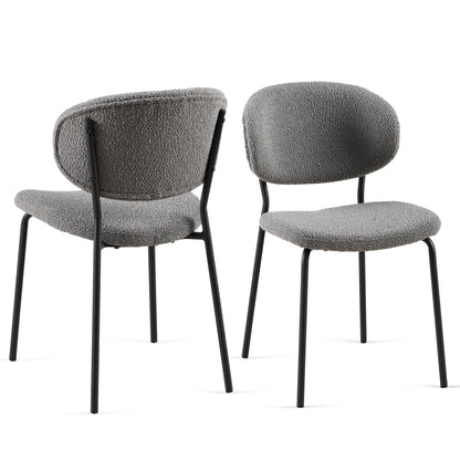 Boucle Dining Chairs, Dining Chairs With Metal Legs For Dining Room, Kitchen, Living Room (Set of 2) - Gray