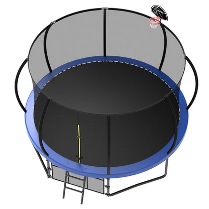 12Ft Recreational Kids Trampoline With Safety Enclosure Net & Ladder, Outdoor Recreational Trampolines - Blue