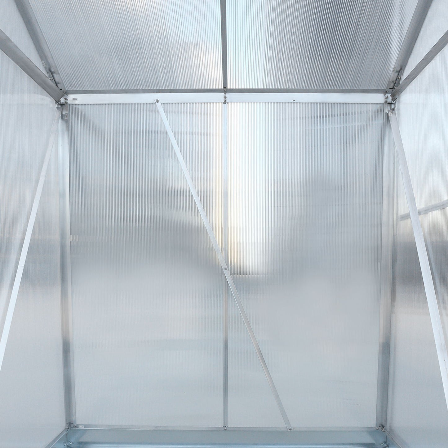 Polycarbonate Greenhouse, Heavy Duty Outdoor Aluminum Walk-In Green House Kit With Rain Gutter, Vent And Door For Backyard Garden - Aluminium