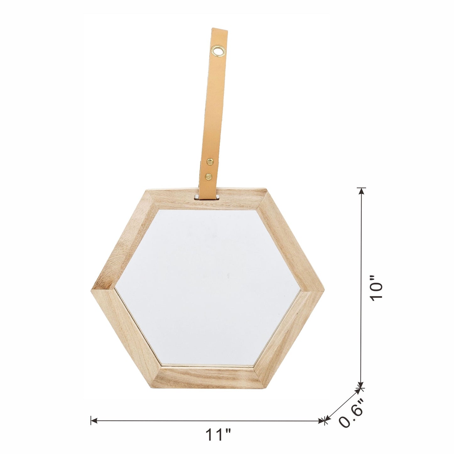Harlan - Hexagon Mirror, 2 Pieces Wall Accent - Beige Brown