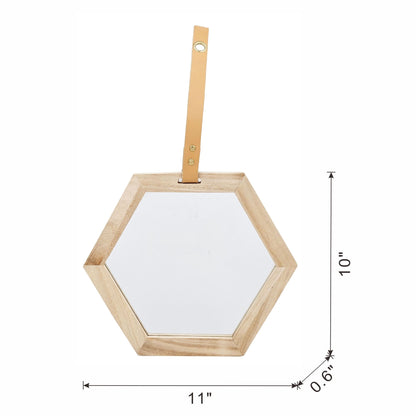 Harlan - Hexagon Mirror, 2 Pieces Wall Accent - Beige Brown