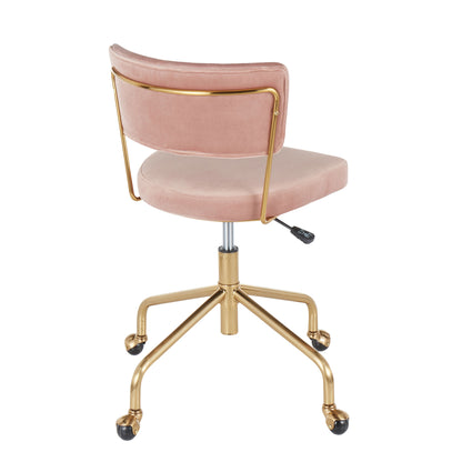 Tania - Contemporary Task Chair - Gold / Pink