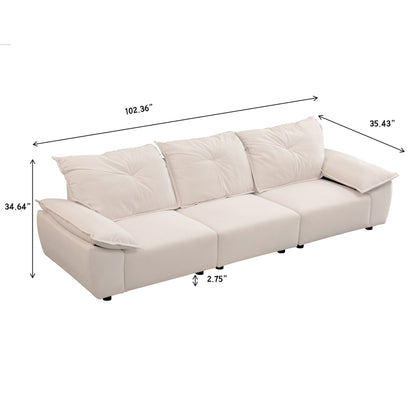 Modern Fabric Sofa With Removable Pillowcase And Backrest, Easy Care - Beige