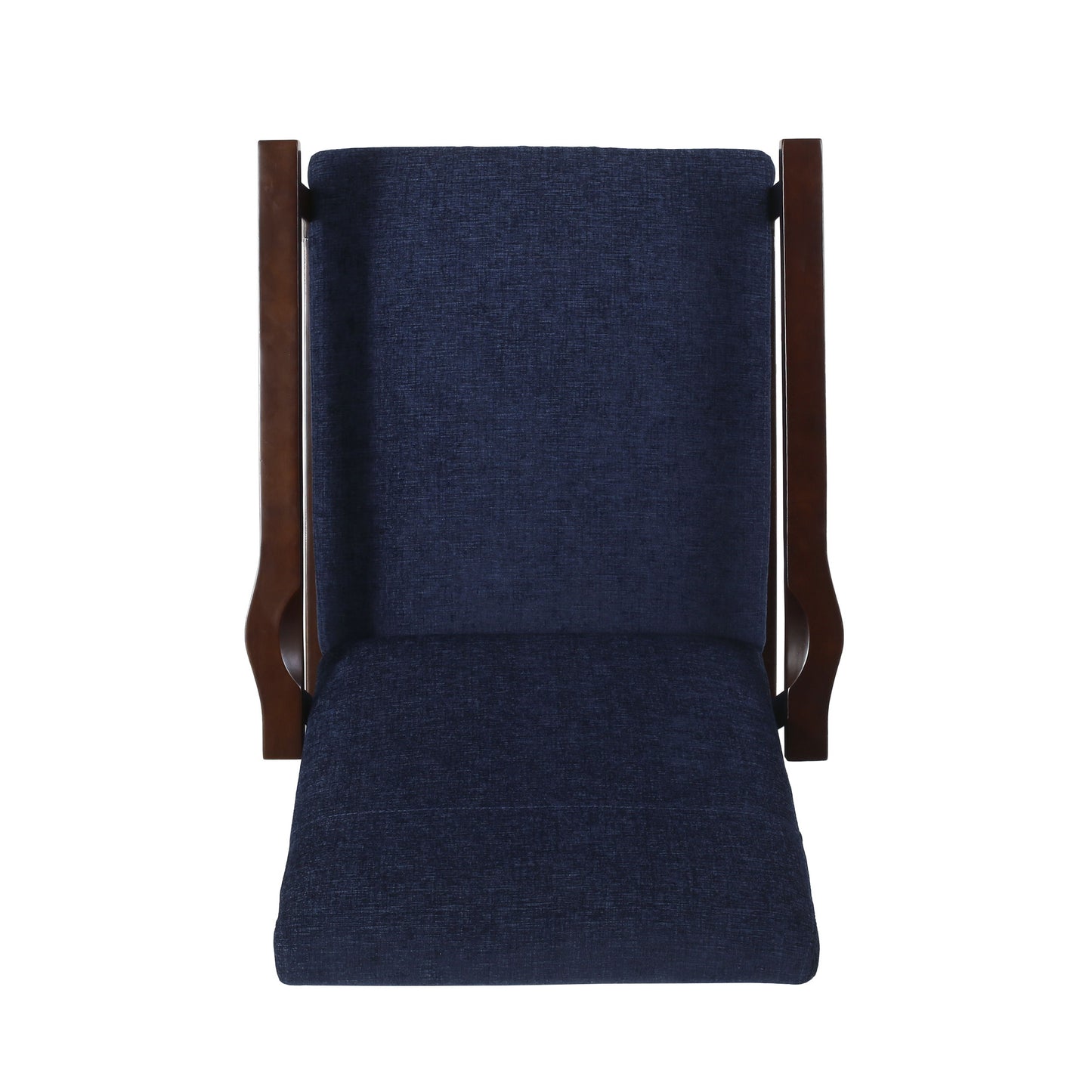 Wide Wood Hand Manual Club Recliner - Navy Blue