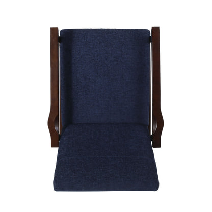Wide Wood Hand Manual Club Recliner - Navy Blue