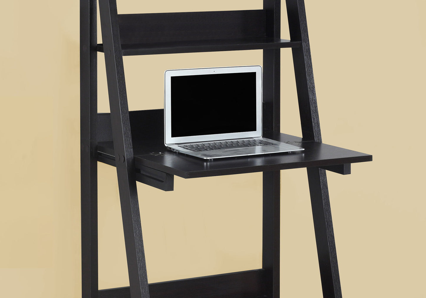 Computer Desk For Home Office, Laptop, Leaning, Storage Shelves, Contemporary & Modern - Espresso