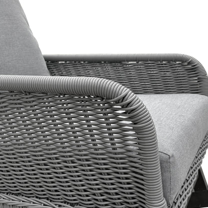 Contemporary Minimalist Wicker Rocking Chair With Soft Polyester Cushions And Durable Wooden Frame - Gray