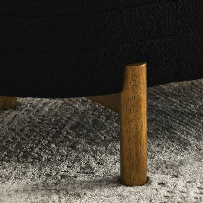 Ottoman Oval Storage Bench With Rubber Wood Legs - Black