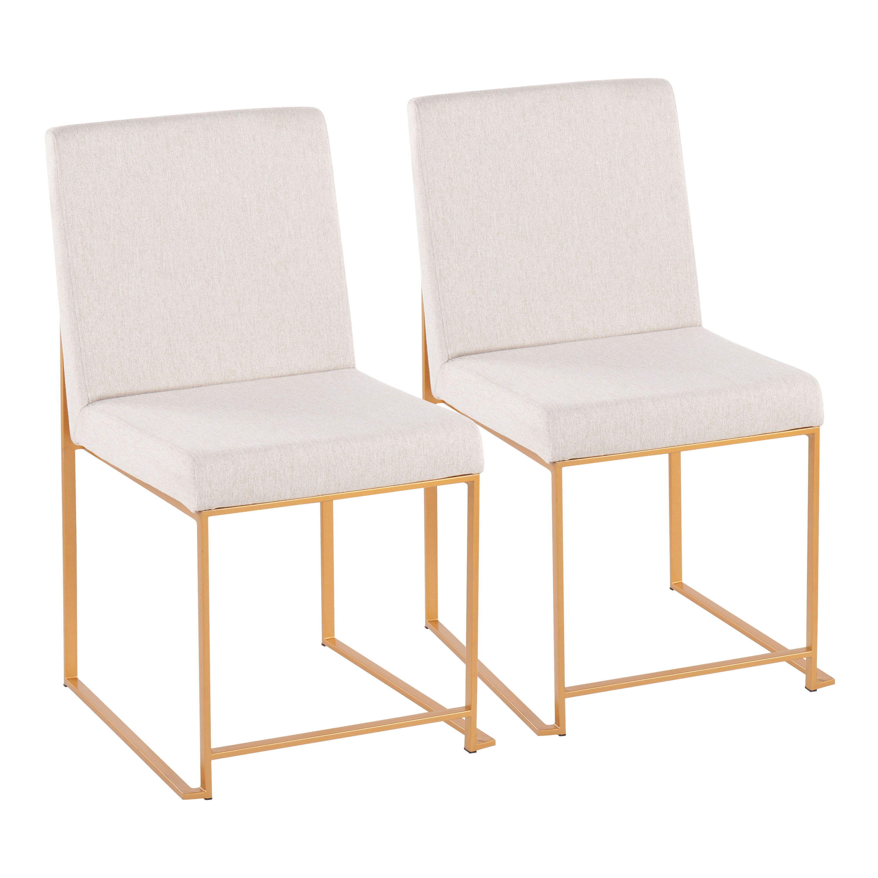 Fuji - Contemporary High Back Dining Chair (Set of 2) - Gold / Beige