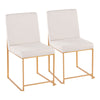 Fuji - Contemporary High Back Dining Chair (Set of 2) - Gold / Beige