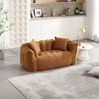 Soft Beanbag Chair With High Resilience Foam Core For Two People - Yellow