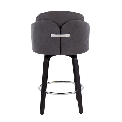 Dahlia - Contemporary Counter Stool With Round Footrest (Set of 2) - Black / Gray