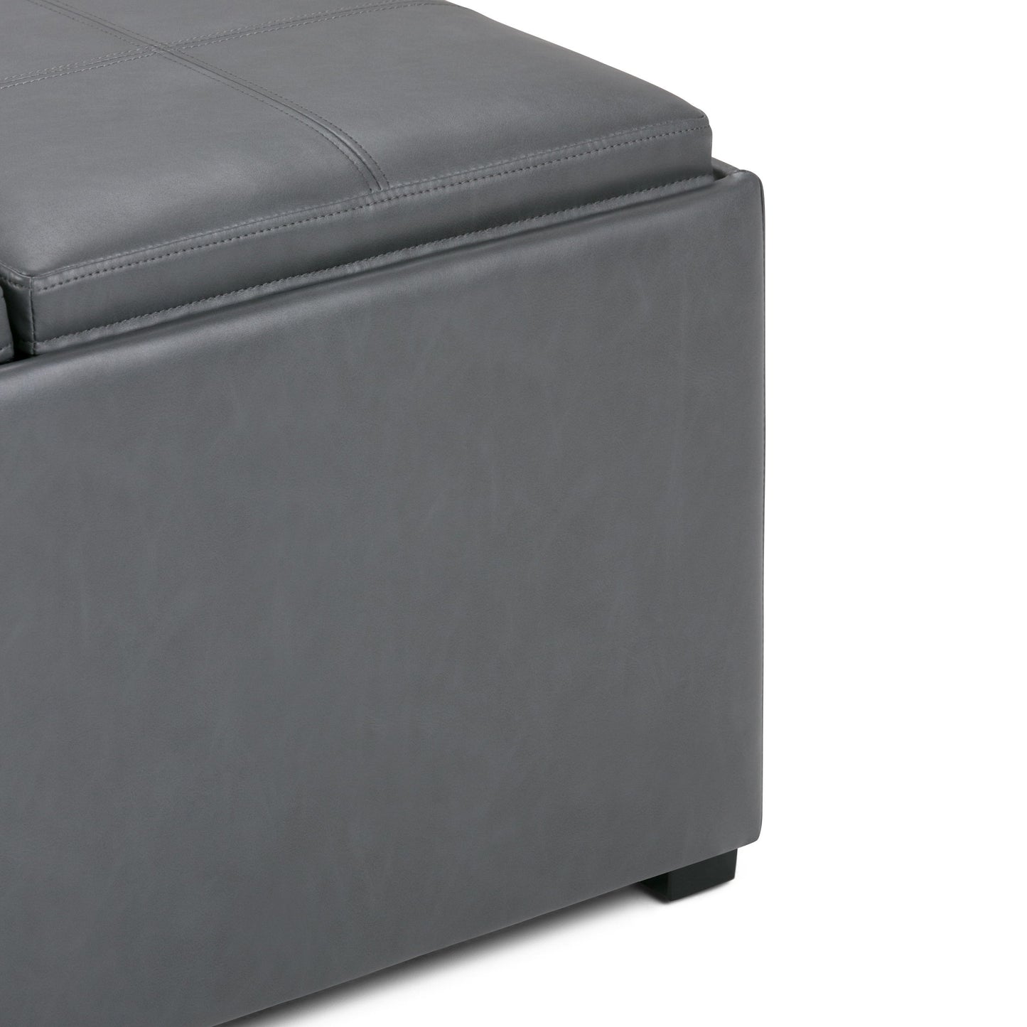 Avalon - Square Coffee Table Storage Ottoman - Stone Gray