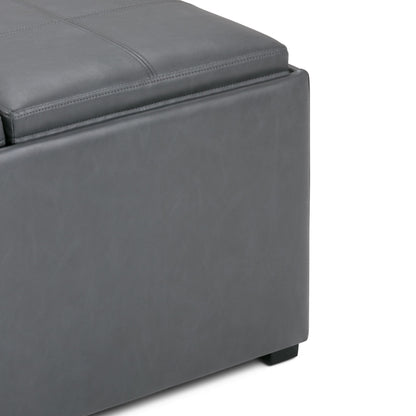 Avalon - Square Coffee Table Storage Ottoman - Stone Gray