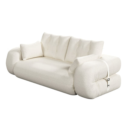 Human Dog Bed, Lazy Sofa Couch, Multifunctional Foldable Sofa Bed, 3 In 1 Teddy Fabric Sleeper Sofa Bed For Living Room Guest Bed, Playroom - Beige