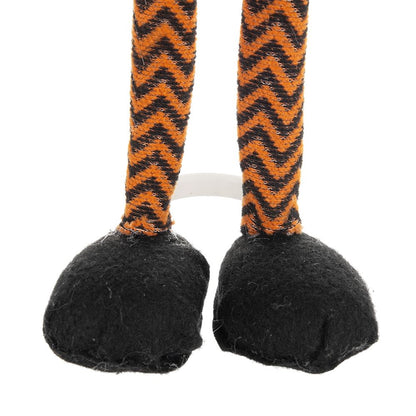 Standing Gnome With Gnome & Holding Banner, For Halloween Decor - Black / Orange / White