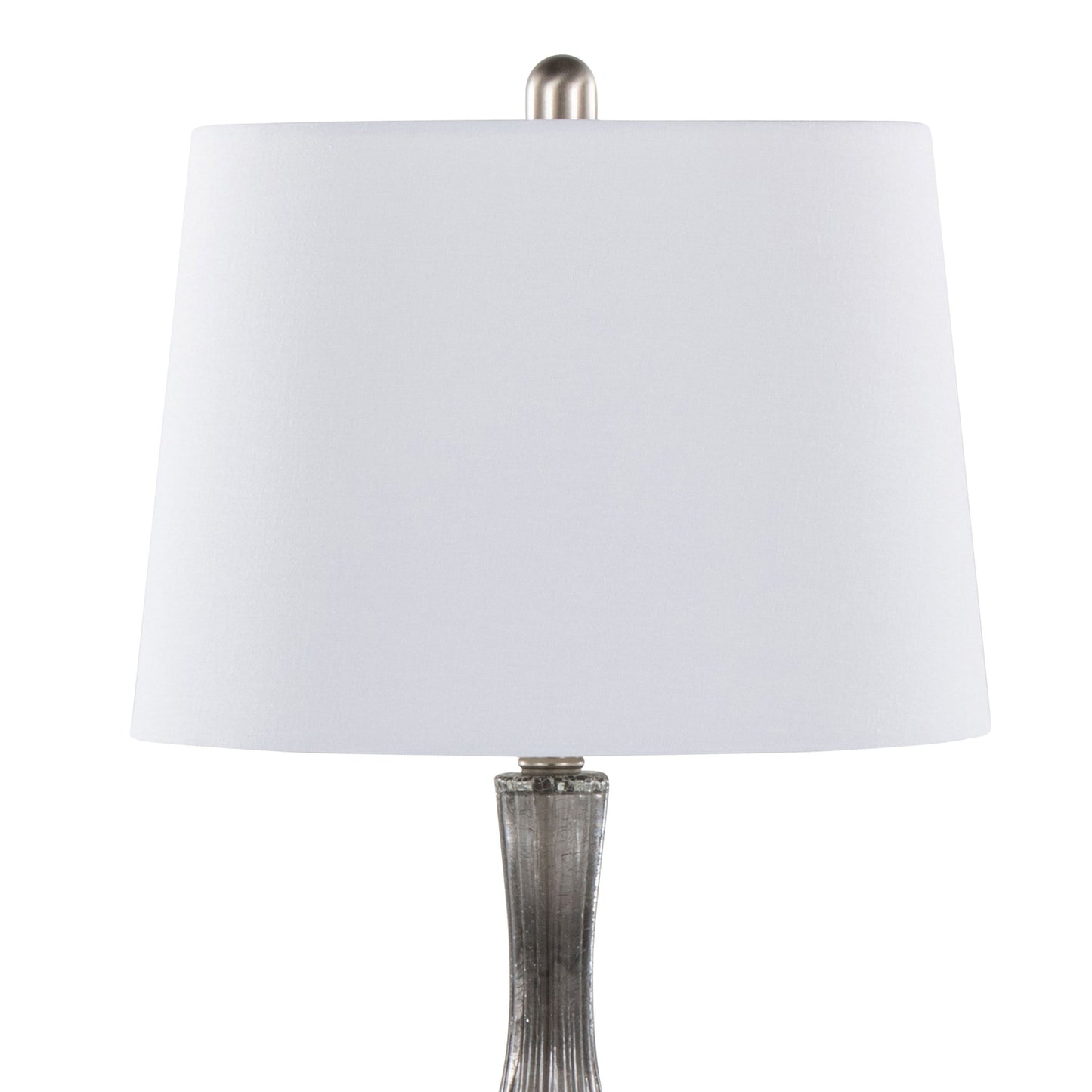 Jenny - Contemporary Table Lamp (Set of 2) - Clear Smokey Crackle / Nickel / White