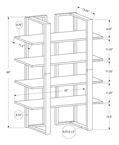 Bookshelf, Bookcase, Etagere, 4 Tier For Office, Contemporary & Modern - Espresso