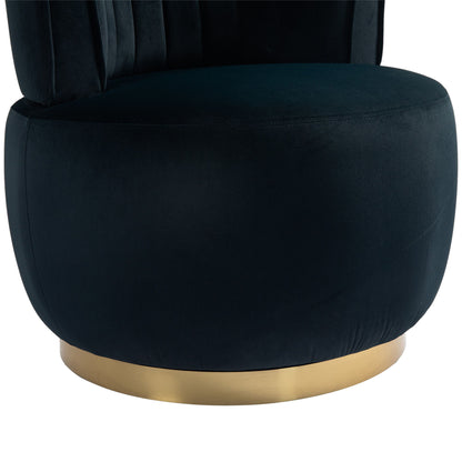 Coolmore - Swivel Barrel Chair, 360 Degree Round Armchair With Fluffy Velvet Upholstery For Living Room, Bedroom, Office - Black