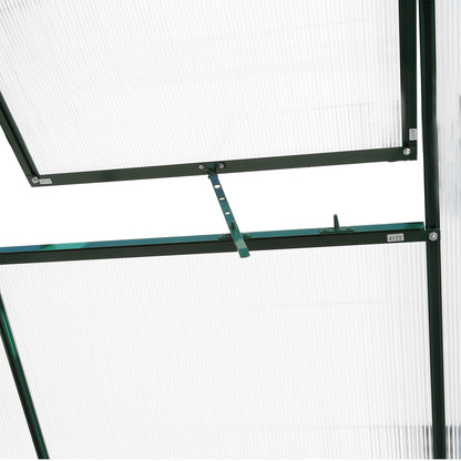 6.3'*10.2'*7' Polycarbonate Greenhouse, Heavy Duty Outdoor Aluminum Walk-In Green House Kit With Rain Gutter, Vent And Door For Backyard Garden - Green
