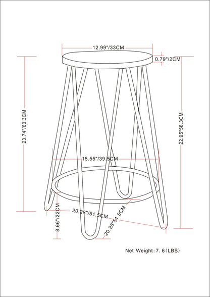 Simeon - Metal Counter Height Stool With Wood Seat - Natural / Black